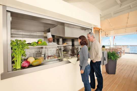 Kookstation van de Lido Grill op de Bremen van Hapag Lloyd