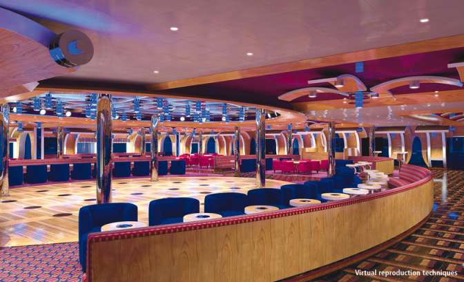 Een lounge met een dansvloer op de Costa Luminosa