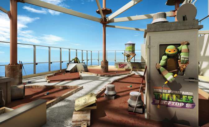 Een ninja turtle minigolfbaan op de Norwegian Escape van de NCL