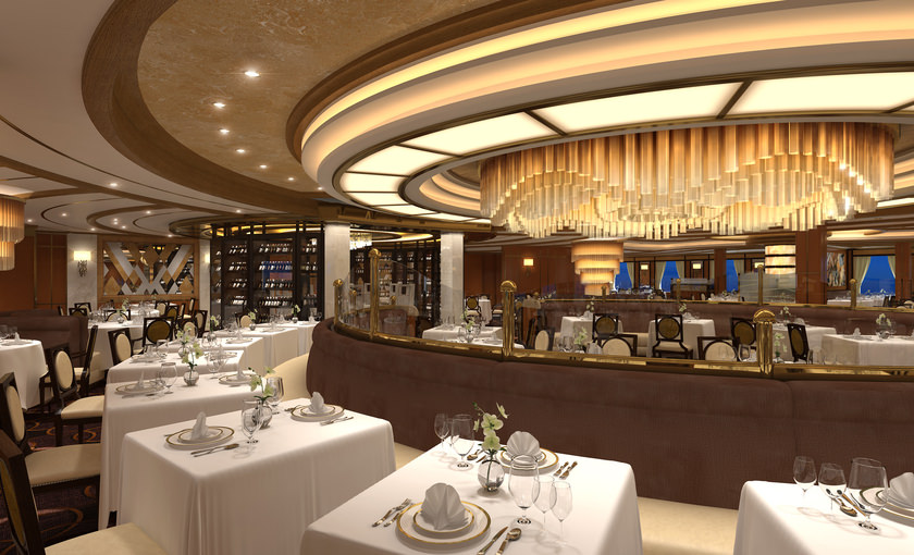 Een restaurant met een bar op de Majestic Princess